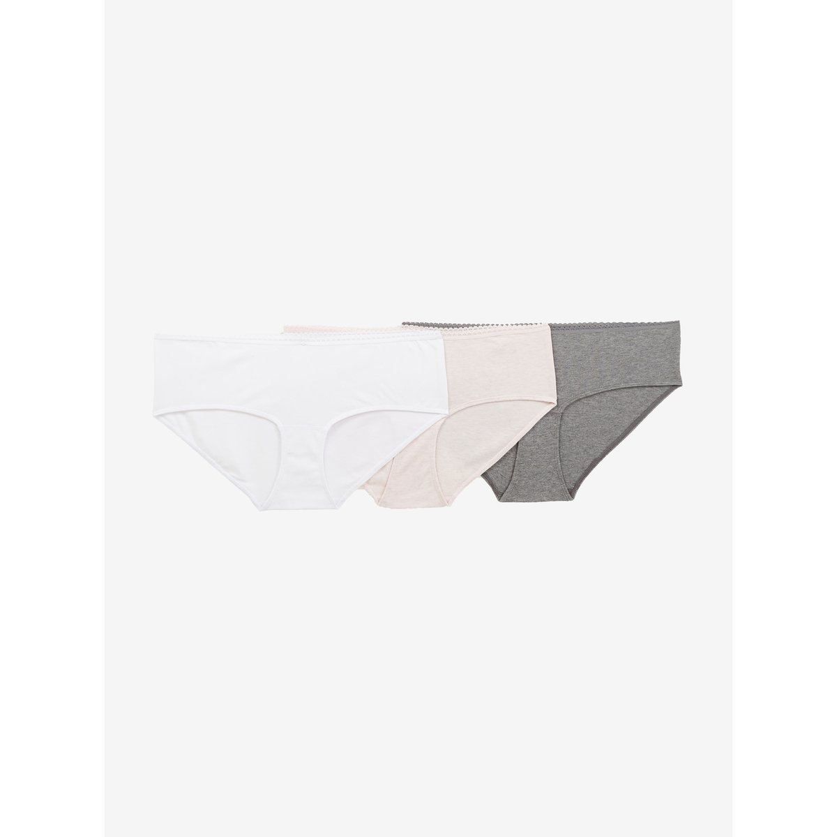 Lot de 3 shorties de grossesse en coton gris clair uni, VERTBAUDET