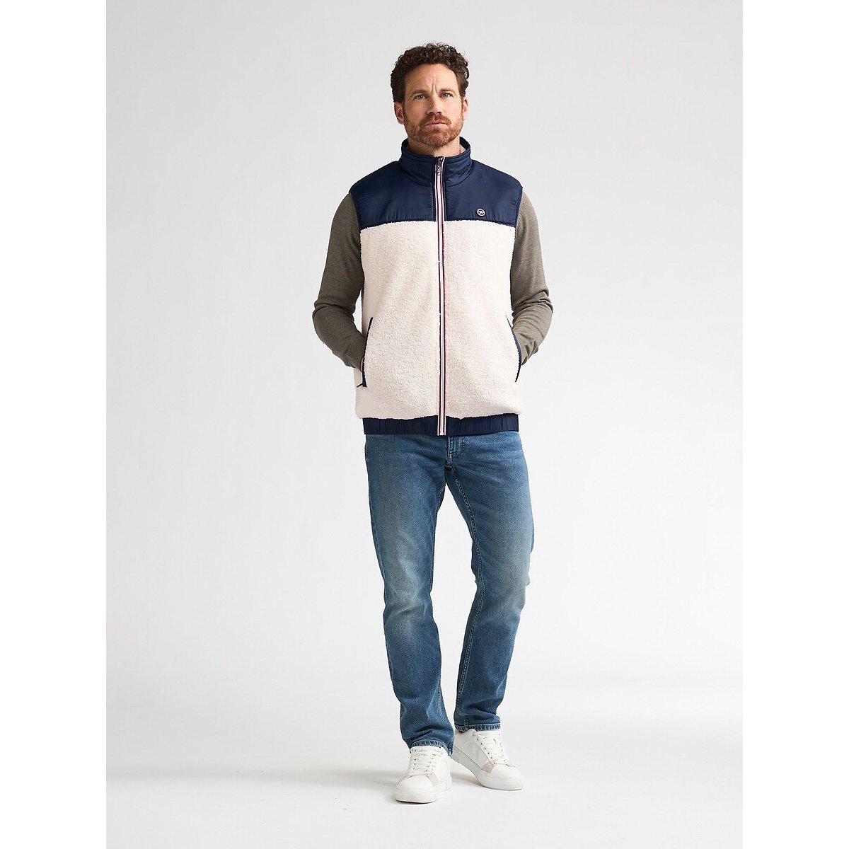 Parka sans manches en sherpa bleu marine, PETROL INDUSTRIES