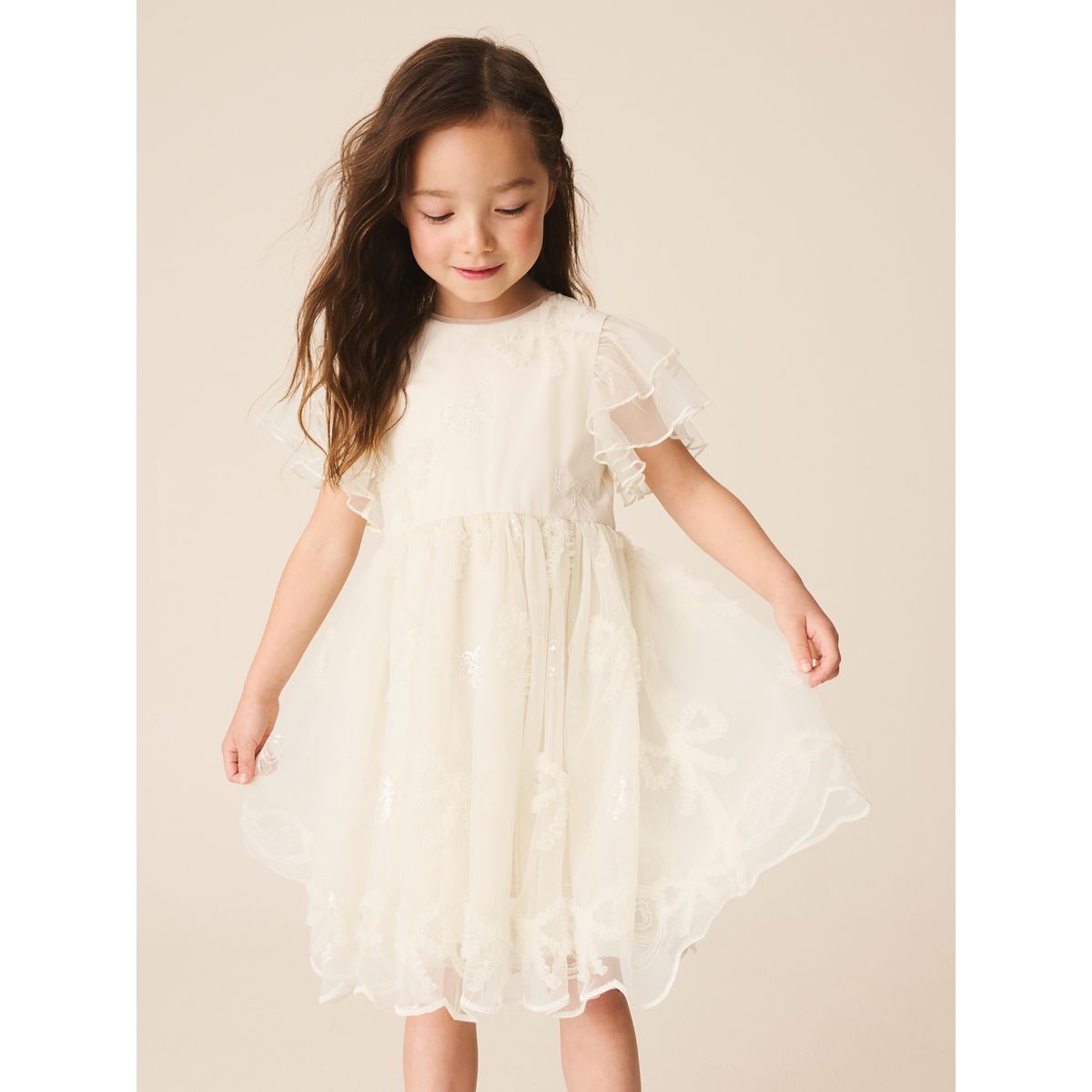 Robe mesh à nœuds grandes occasions ivoire, NEXT