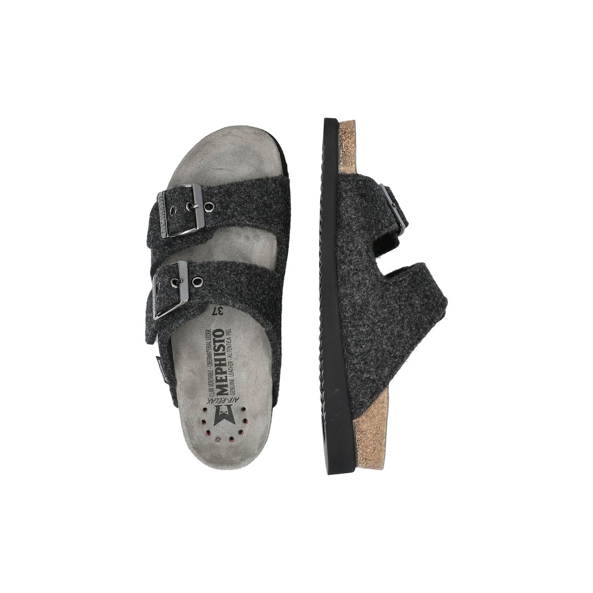 Sandales en textile HESTER W gris carbone 5138, MEPHISTO