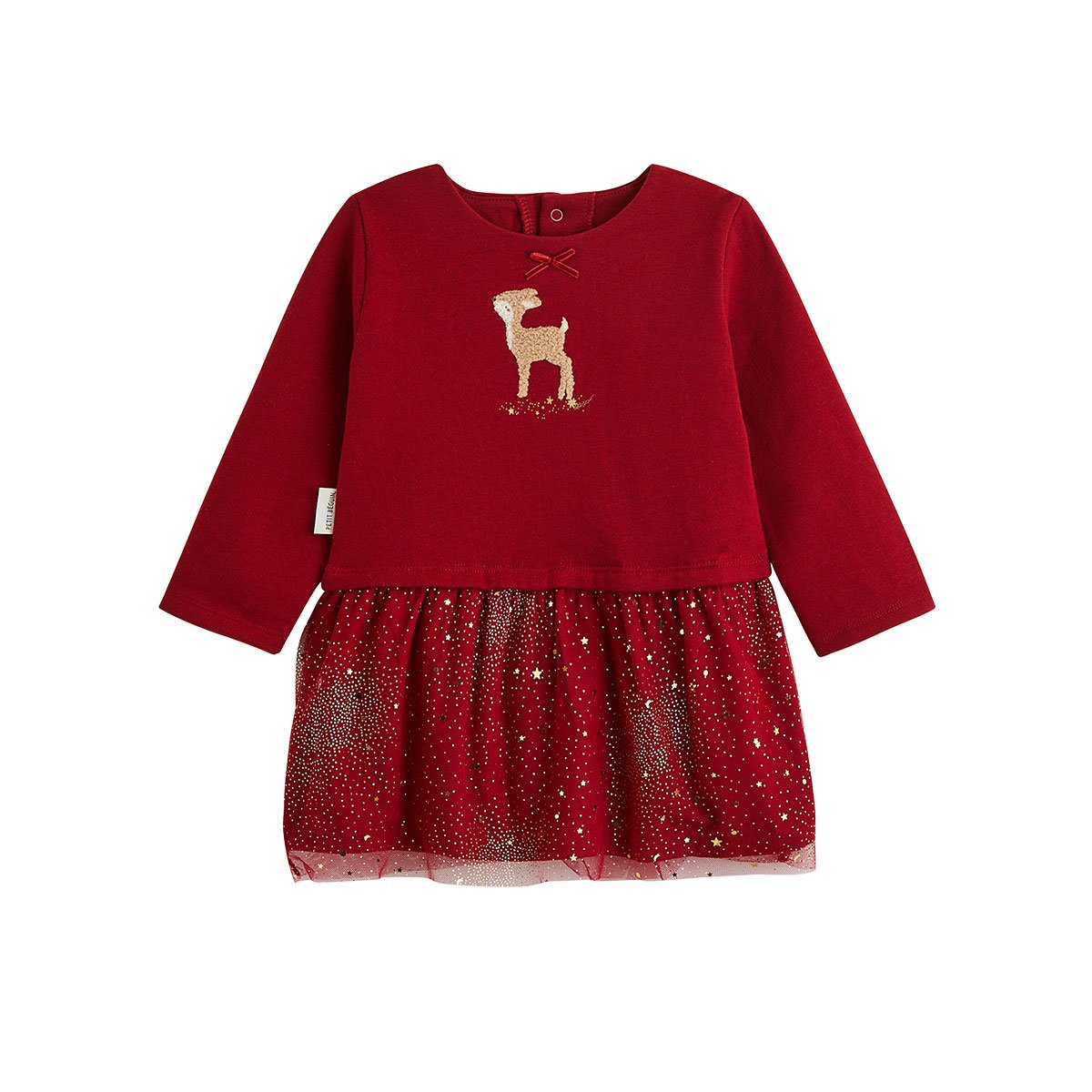 Robe bébé en molleton et tulle Grace bordeaux, PETIT BEGUIN