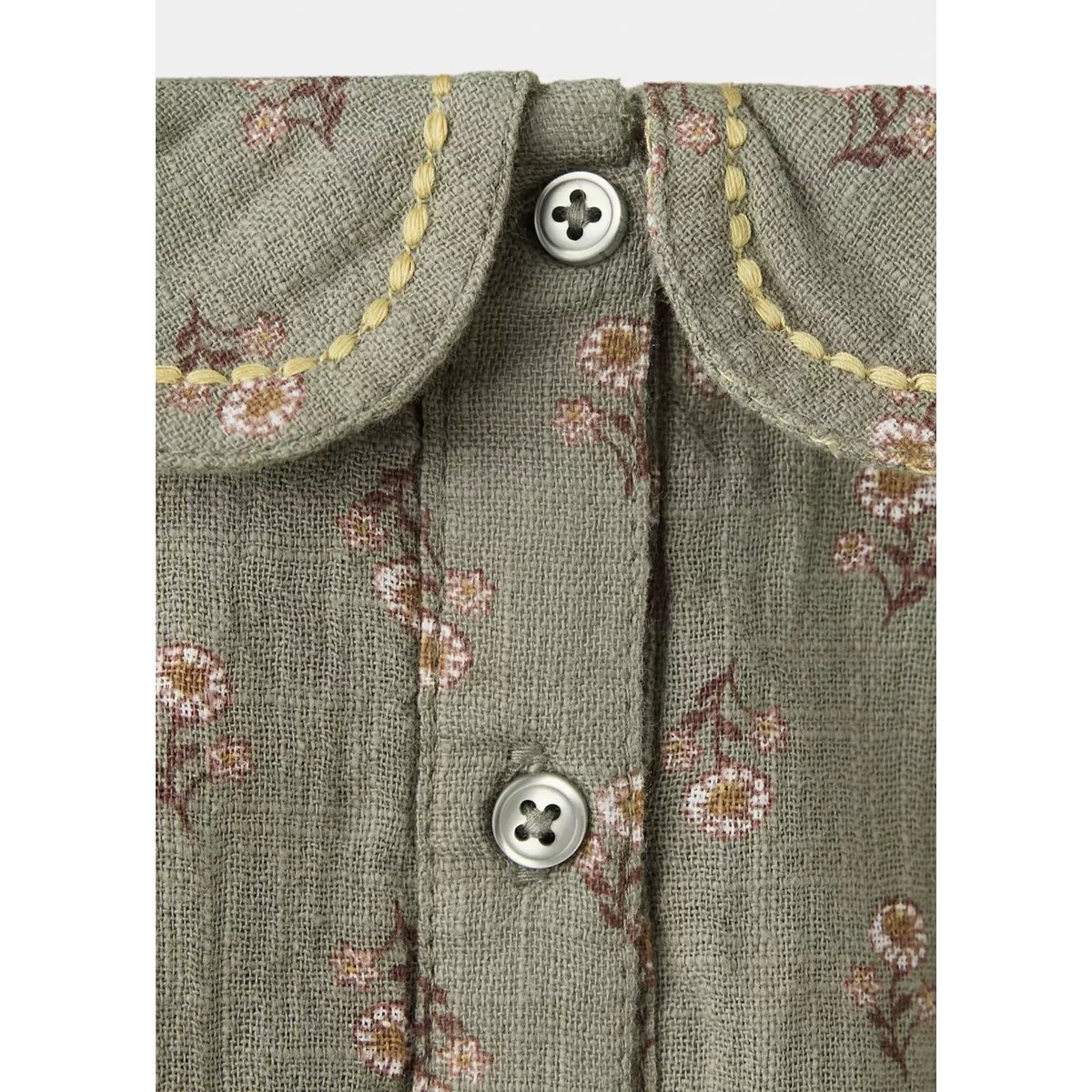 Blouse en coton à fleurs kaki, MANGO BABY