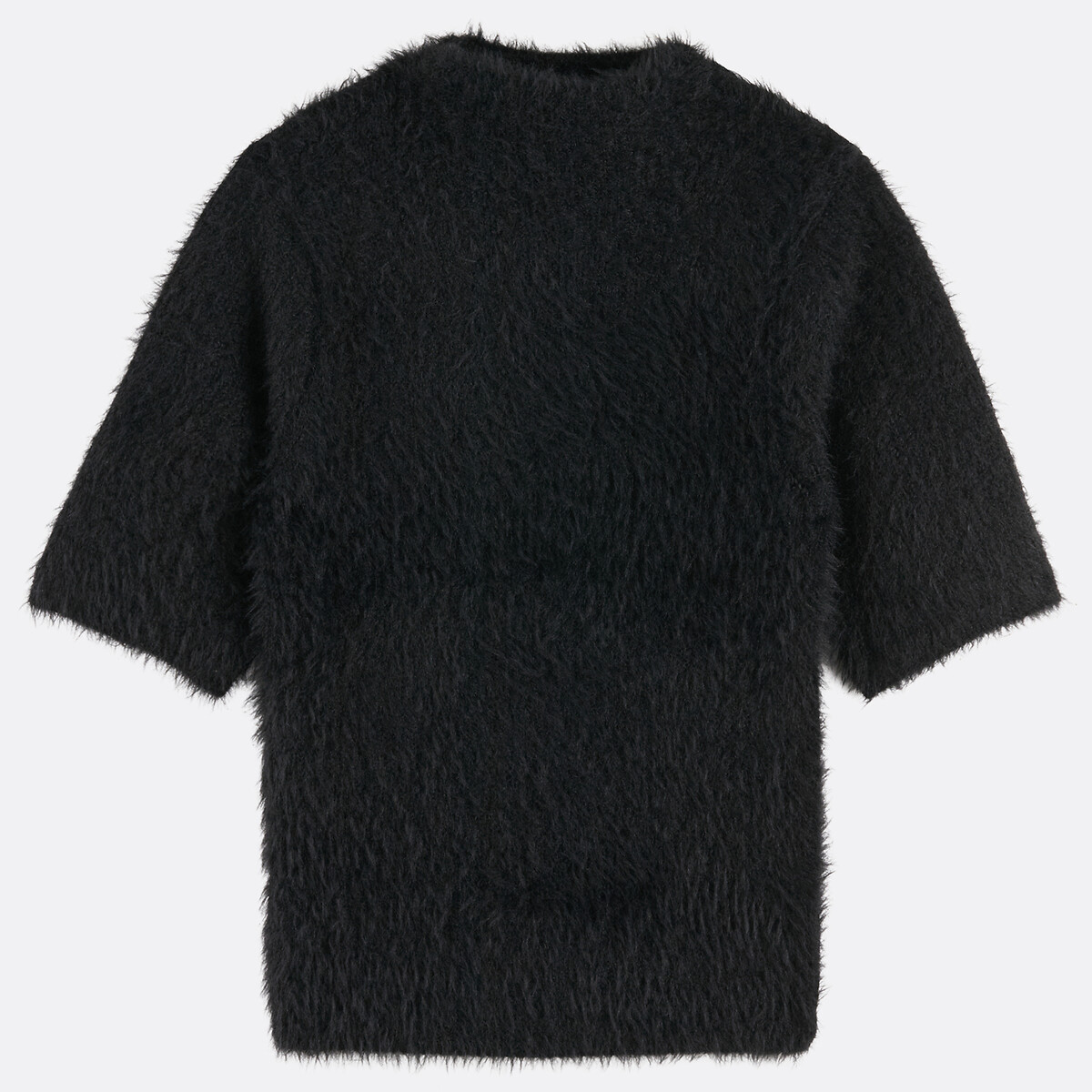 Crew Neck Jumper in Fine Fluffy Knit black, LA REDOUTE COLLECTIONS