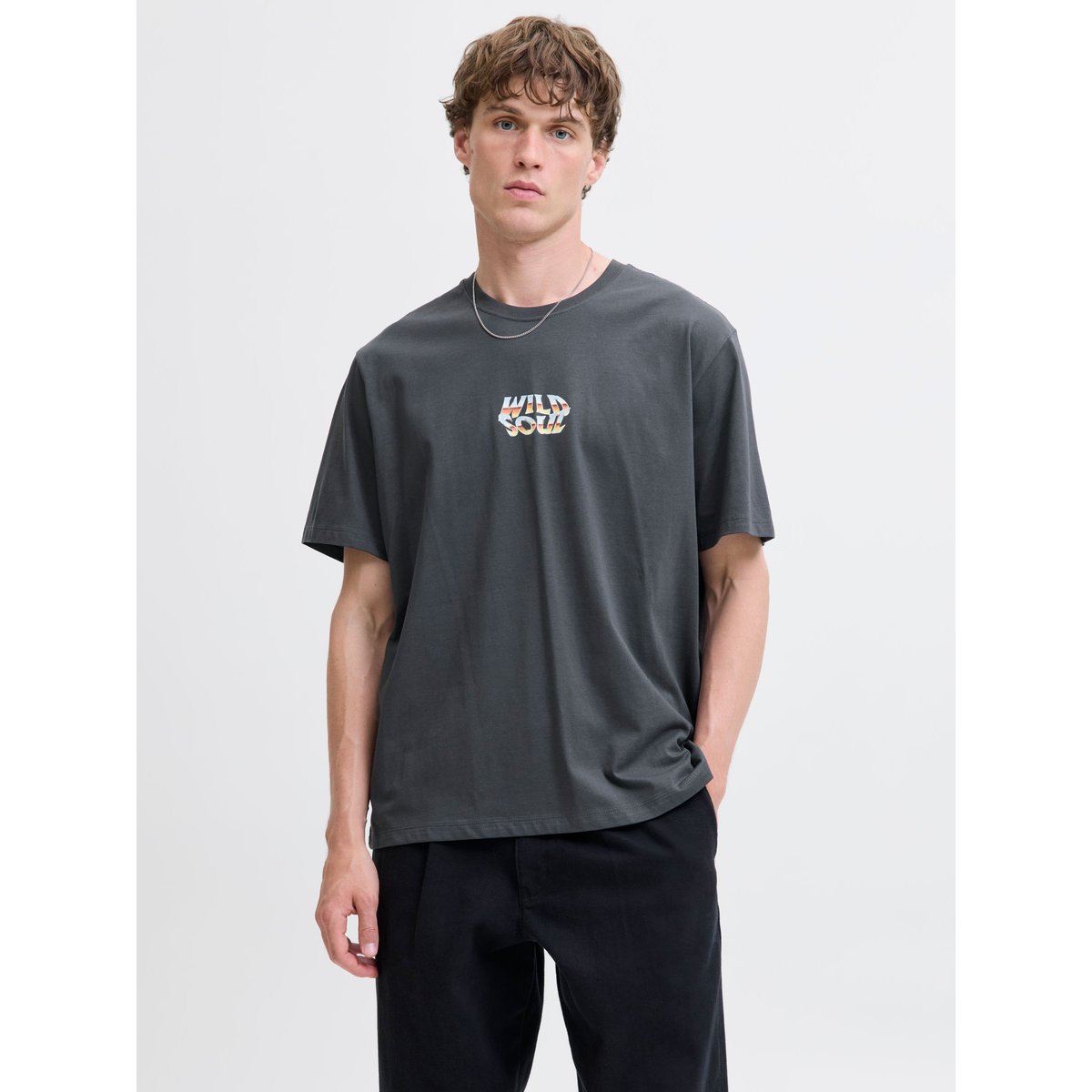 T-Shirt asphalt, JACK & JONES