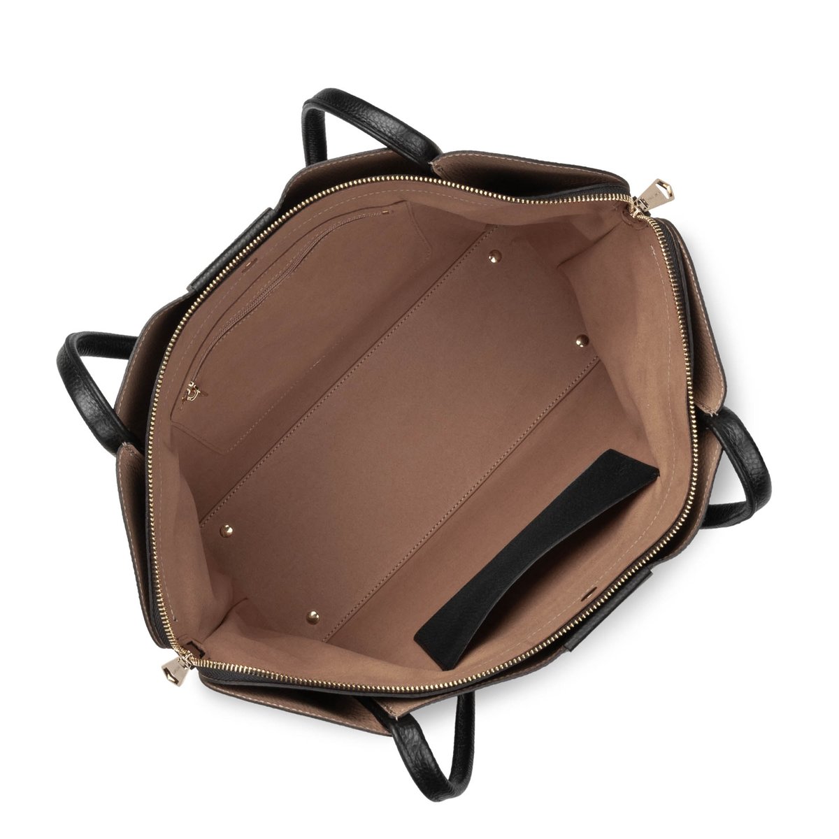 Très grand sac cabas épaule, Made in France IDA DOUBLE noir - in - nude, LANCASTER
