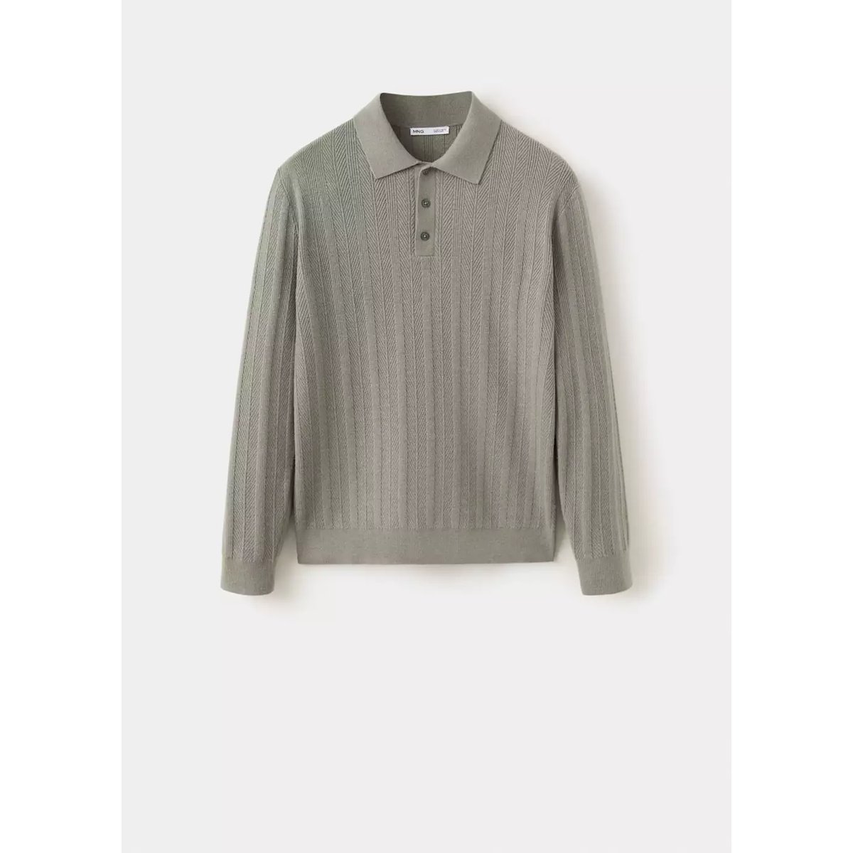 Pull-over polo maille structure vert pastel, MANGO MAN