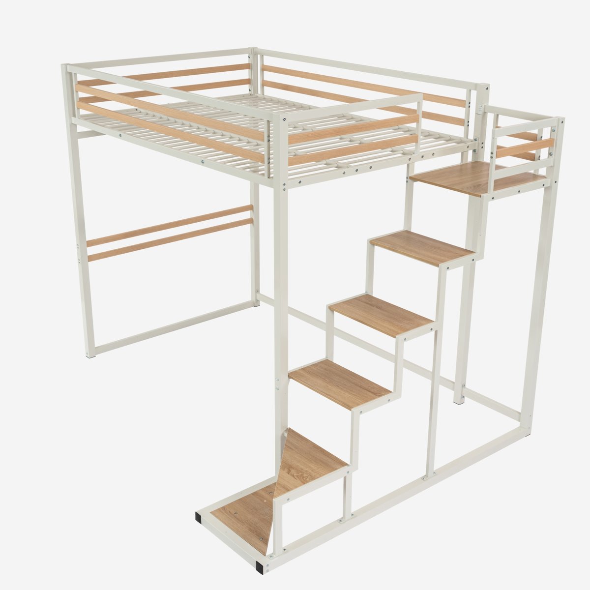 Lit mezzanine Lits superposes en métal sans matelas, UP blanc, MEUBLES COSY