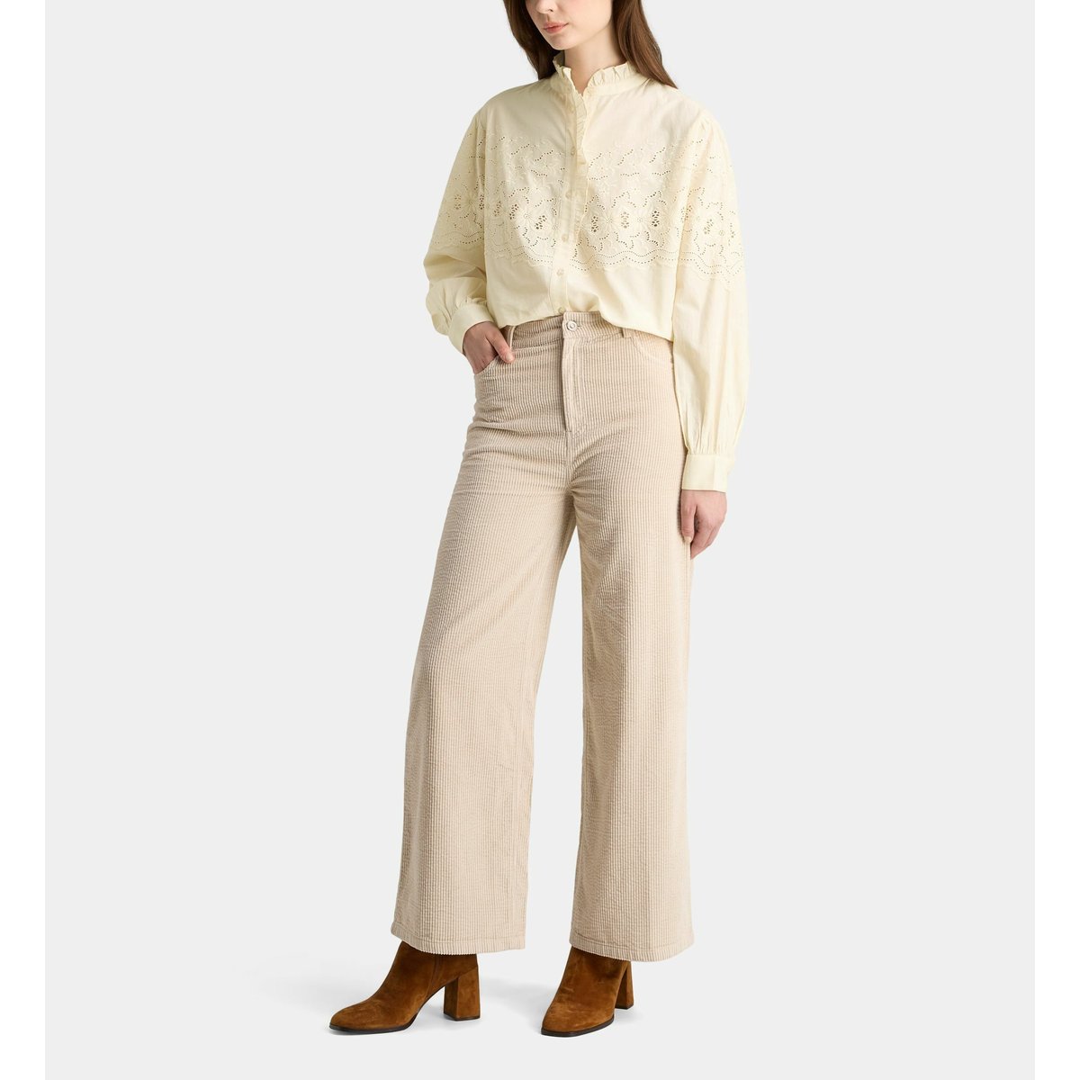 Chemise paloma brod en coton bio écru, GALERIES LAFAYETTE