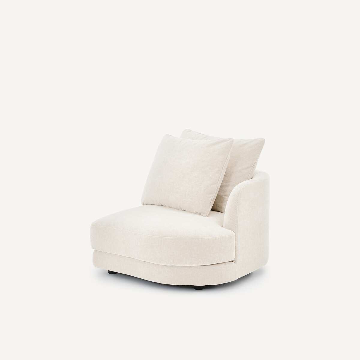 Rechtes, abgerundetes, modulares Halbsofa aus Chenille-Samt, TIBERIO weiss, AM.PM
