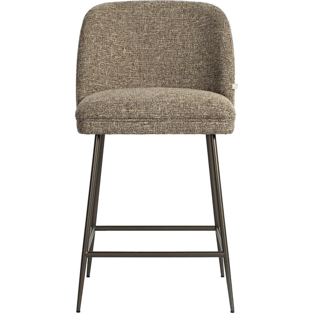 Tabouret de bar rembourré, Dossier arrondi marron tweed, RECOLLECTION
