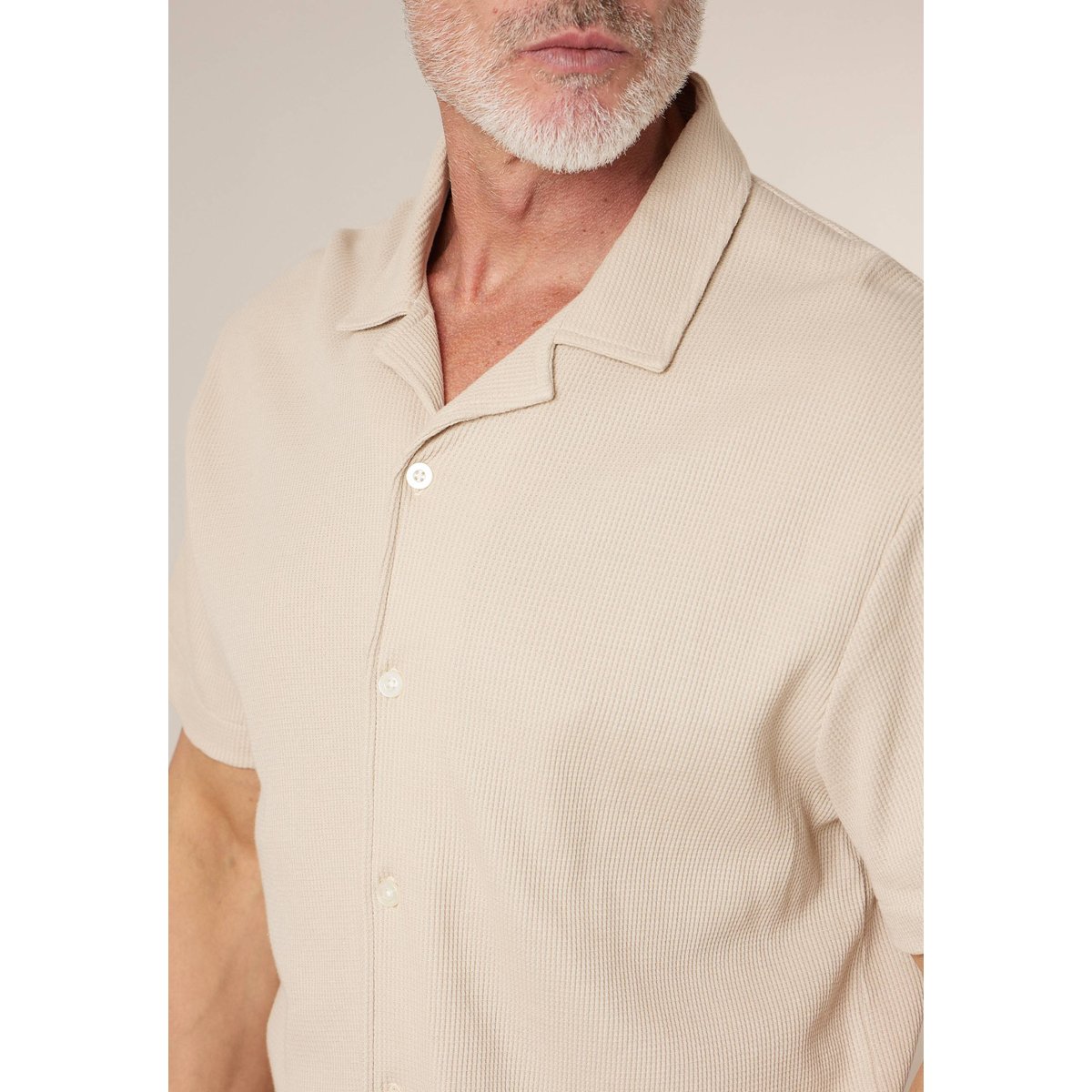 Chemise gauffrée en coton stretch homme TURMAN beige, DEELUXE
