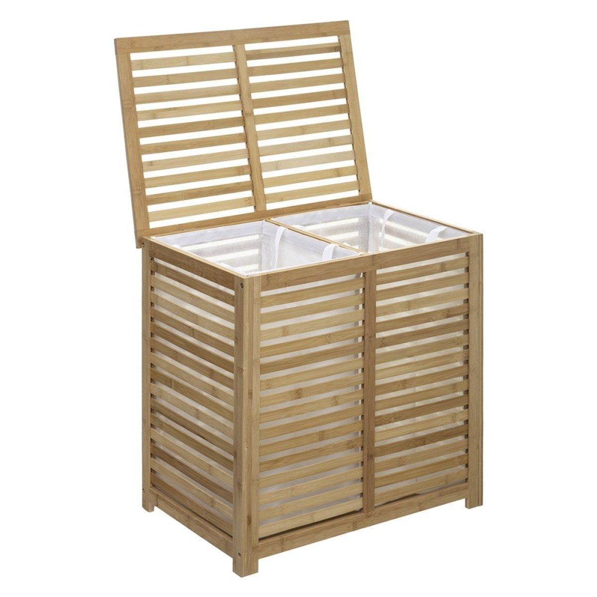 Panier à linge double Sicela bambou beige, ATMOSPHERA