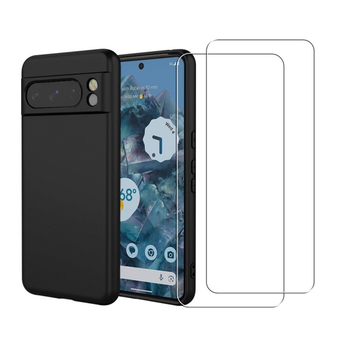 Coque Pixel 8 Pro antichoc + 2 vitres noir, EVETANE