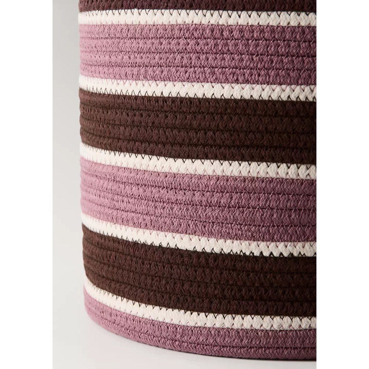 Panier en coton poignées rayées rose pastel, MANGO HOME