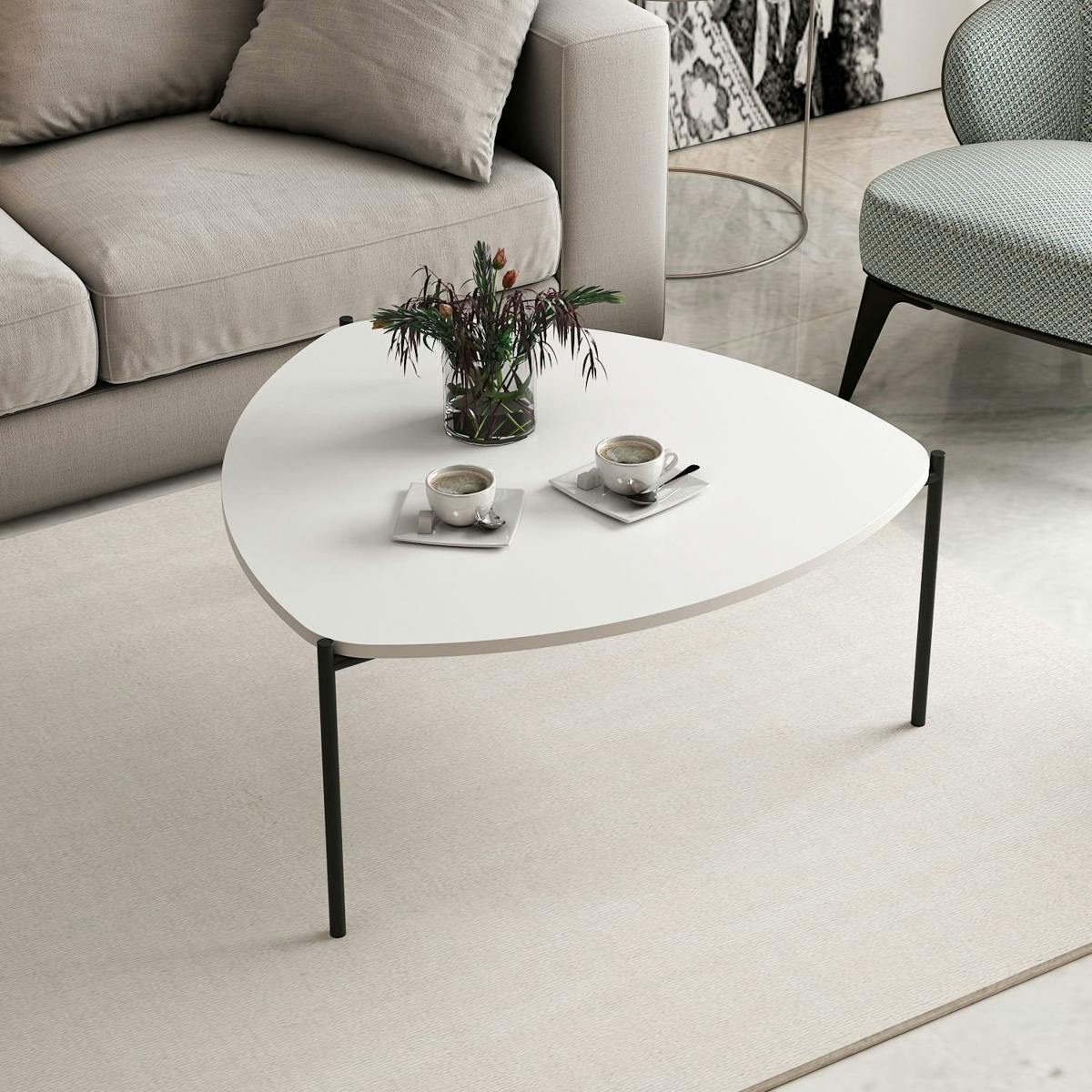 Table basse triangulaire JENA blanc, PIER IMPORT