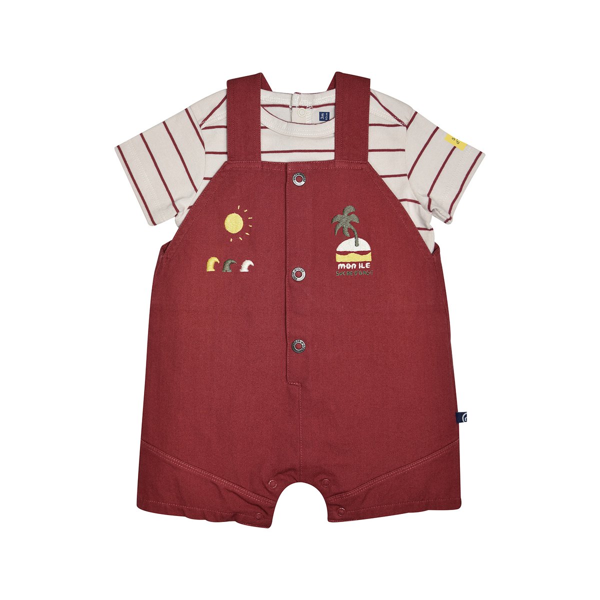 Tshirt salopette noha court bebe rouge, SUCRE D'ORGE