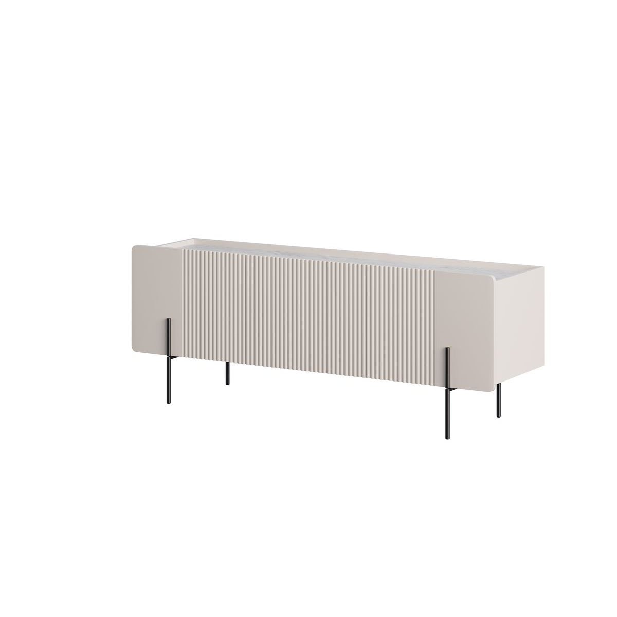 Meuble TV 150 cm panneaux de particules et MDF, MATHILDE beige, BOBOCHIC