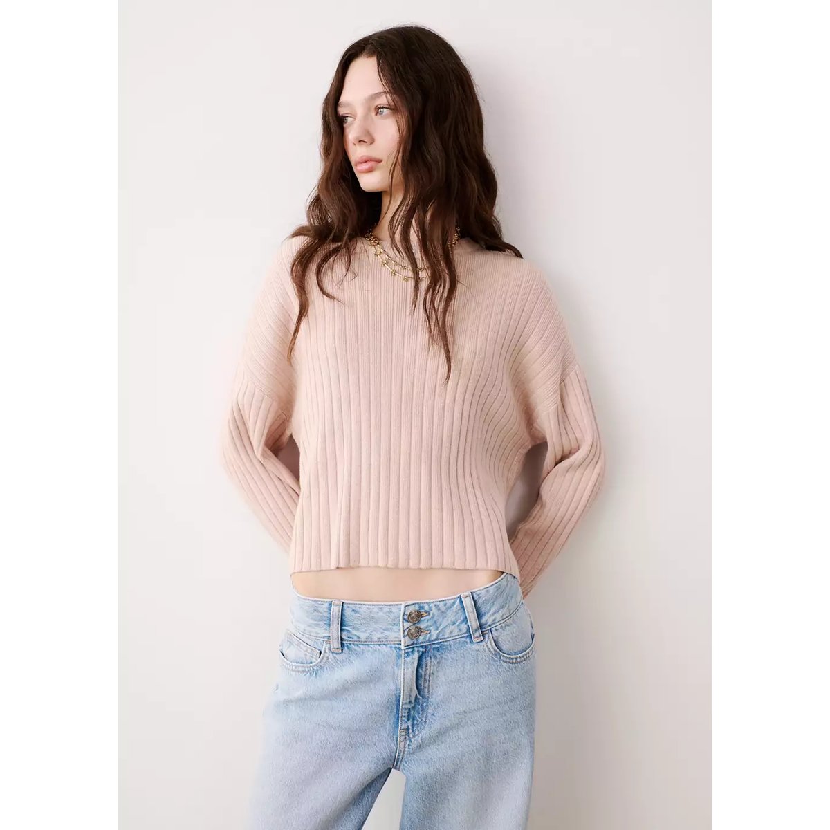 Pull-over maille côtelée rose pastel, MANGO TEEN