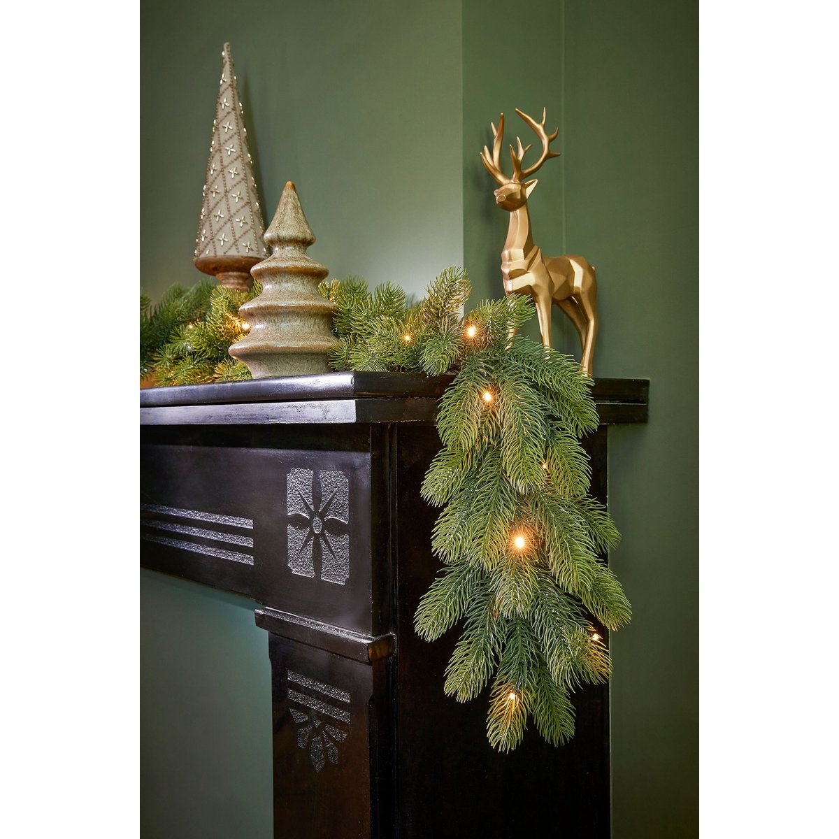 Guirlande de Noël avec LED L270 cm NAGOYA vert, BLACK BOX TREES