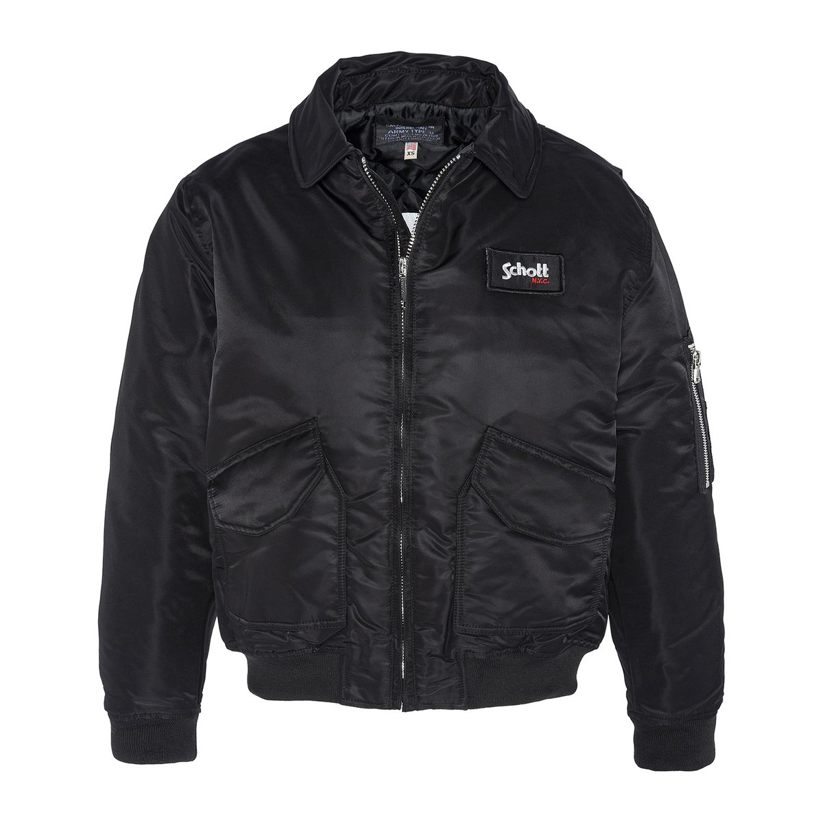 Blouson pilote CWU en nylon recyclé marine, SCHOTT