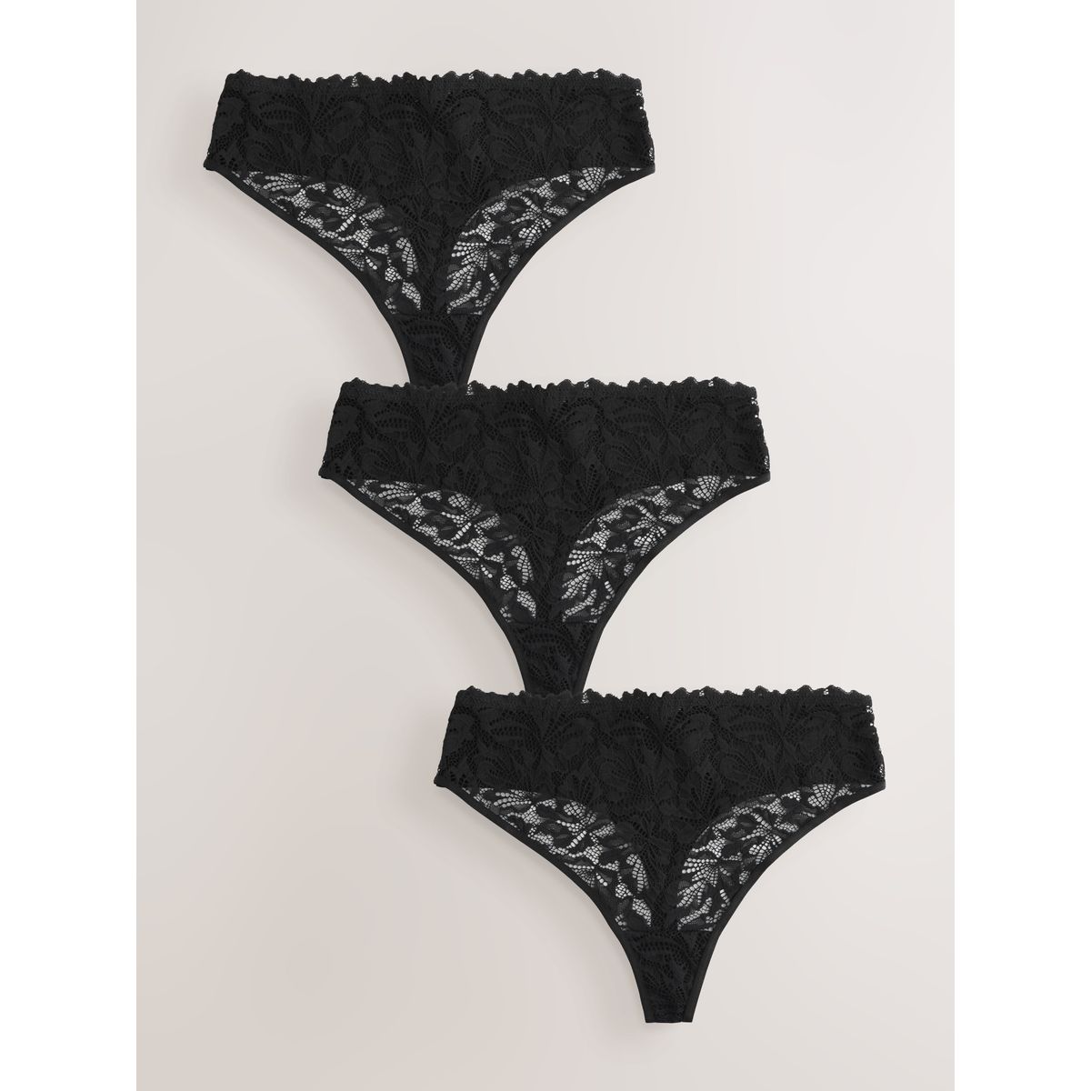 Culotte invisible avec dentelle, lot de 3 noir, NEXT