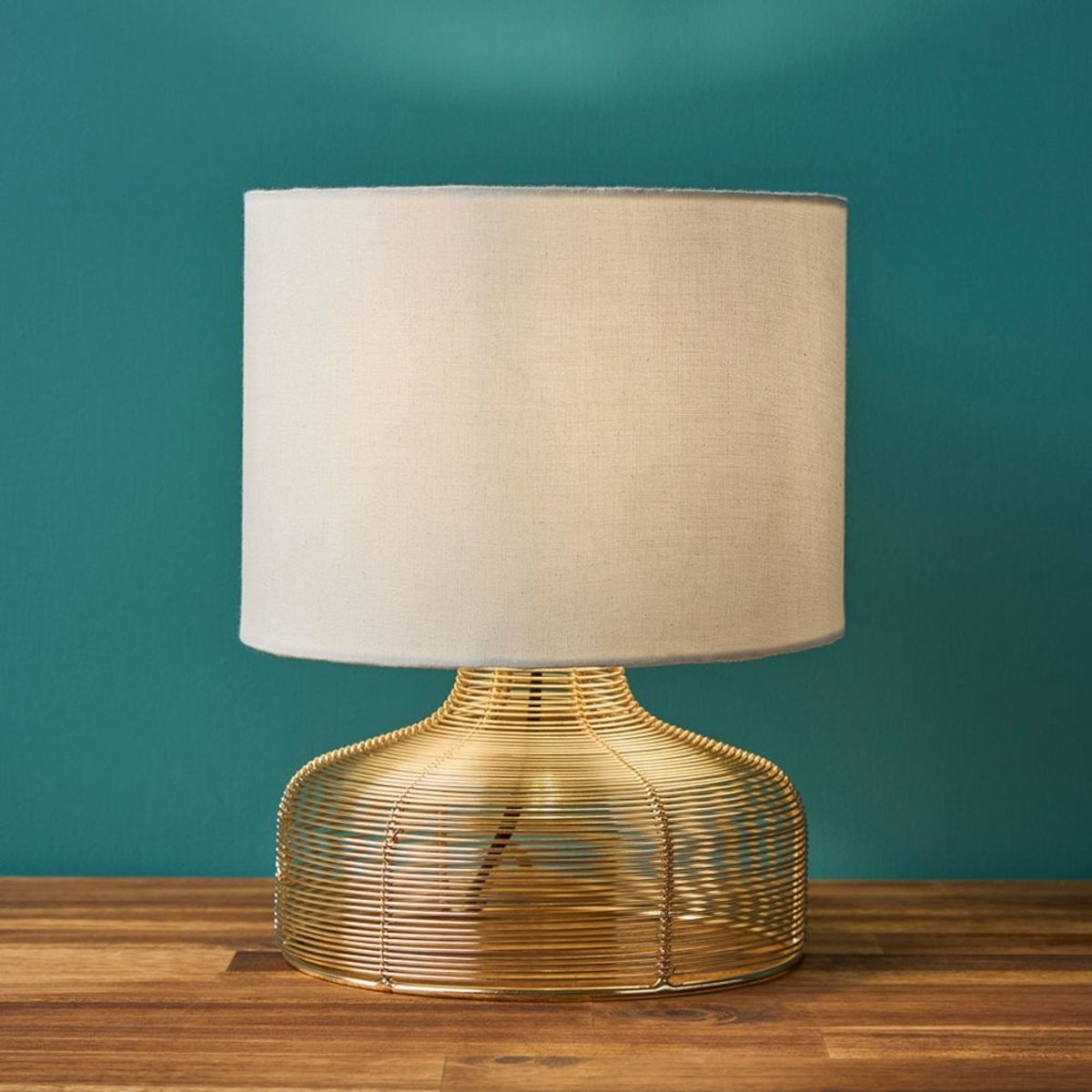 Lampe En Métal Doré Avec Abat-jour Blanc or, DECORATIE
