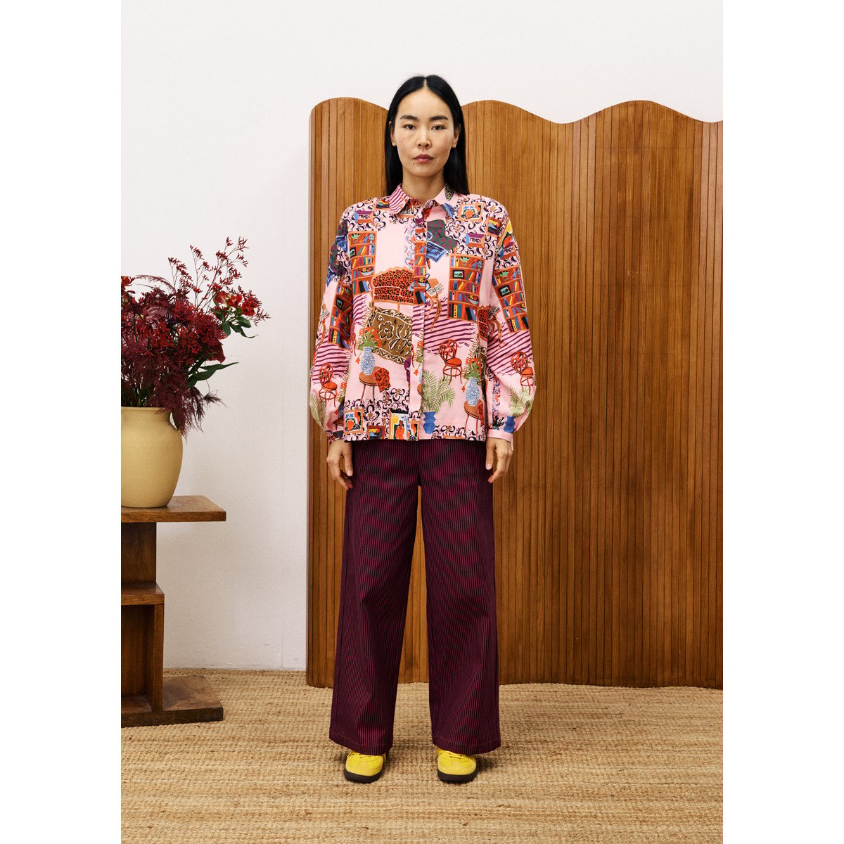 Chemise  en coton GERBERA salon rose, FRNCH