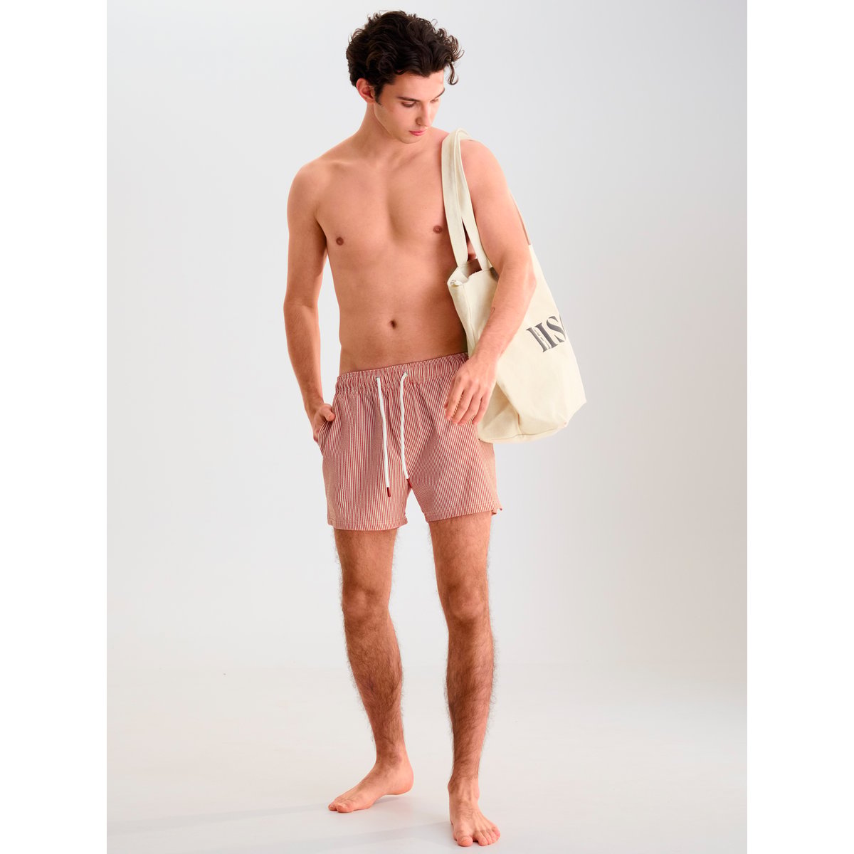 Short de bain à rayures Men Swimwear rouge, LISCA