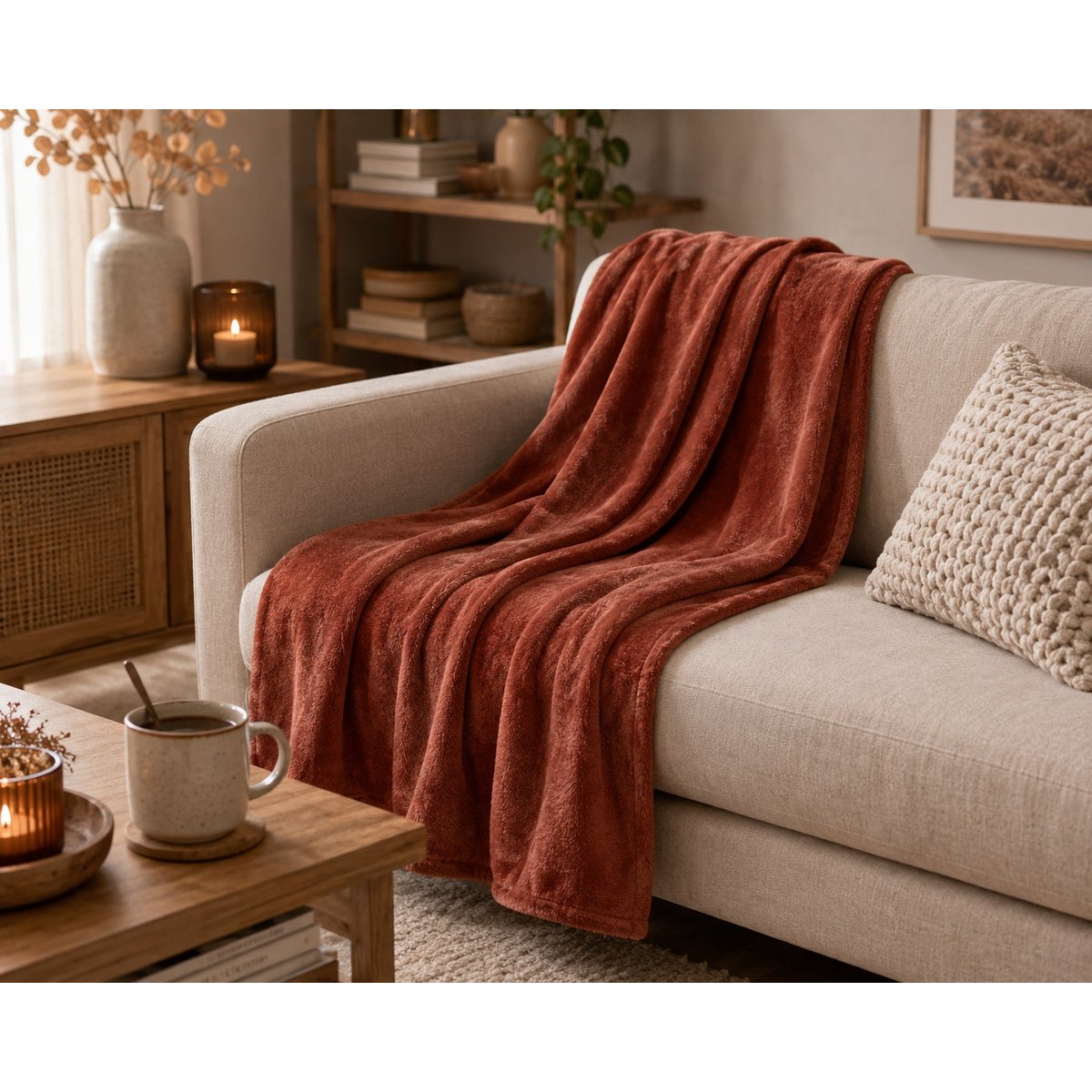 Plaid doux et moelleux Confort roux, EDEN