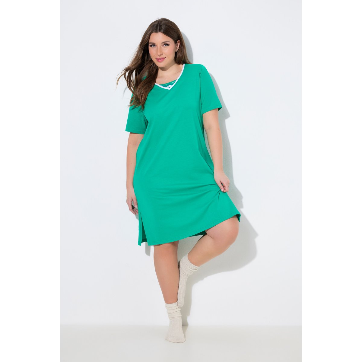 Big T-shirts, lot de 2, encolure V menthe verte, ULLA POPKEN
