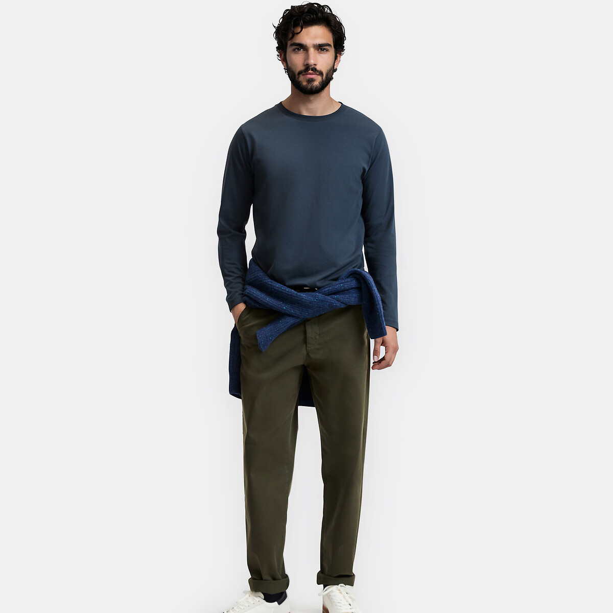 T-shirt col rond manches longues bleu marine foncé, LA REDOUTE COLLECTIONS