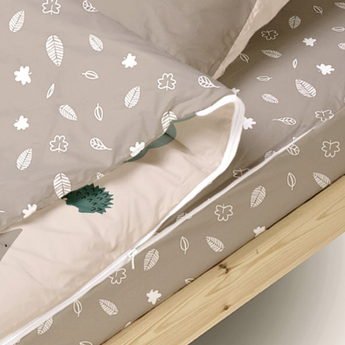 Caradou® sans couette Forêt Parure de lit enfant beige, BLEU CALIN