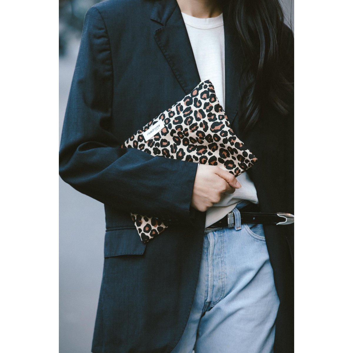 Pochette zippée imprimée BARBETTE léopard beige, RIVEDROITE