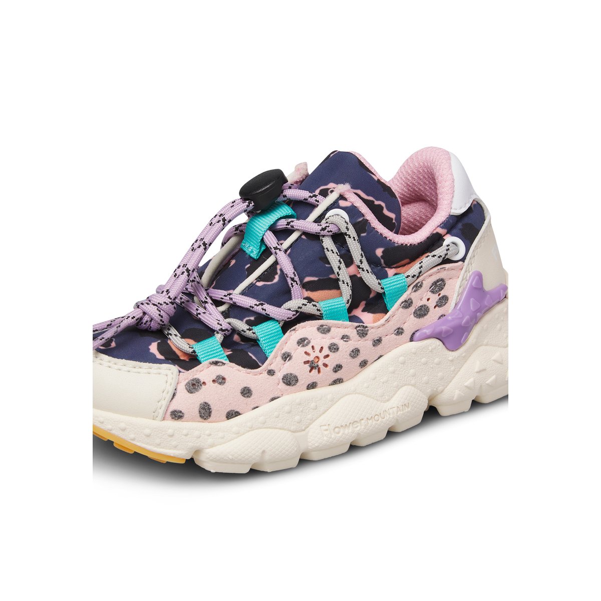 Sneakers en simili cuir et tissu technique RAIKIRI JUNIOR. beige-rose, NATURINO
