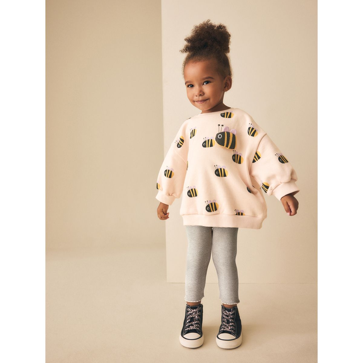 Ensemble sweat et legging abeille à rayures crème, NEXT