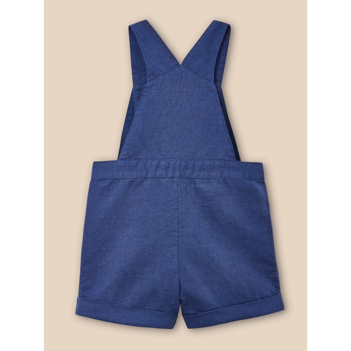 Salopette courte  lin et coton bleu jeans, CYRILLUS