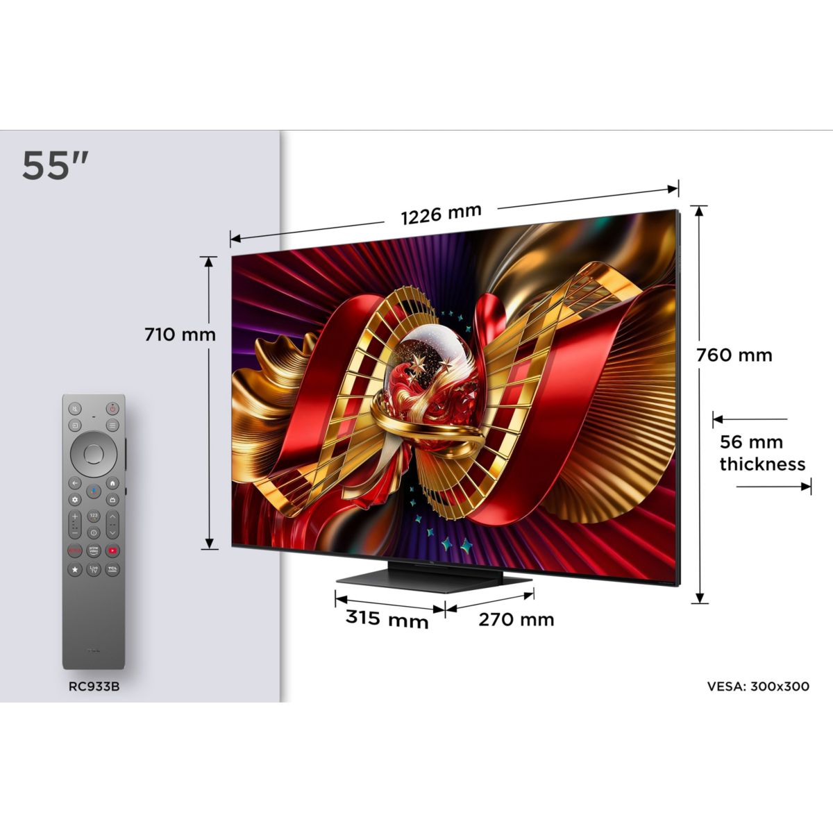 TV Mini LED 55C89L (2026) 55" (139 cm) couleur unique, TCL