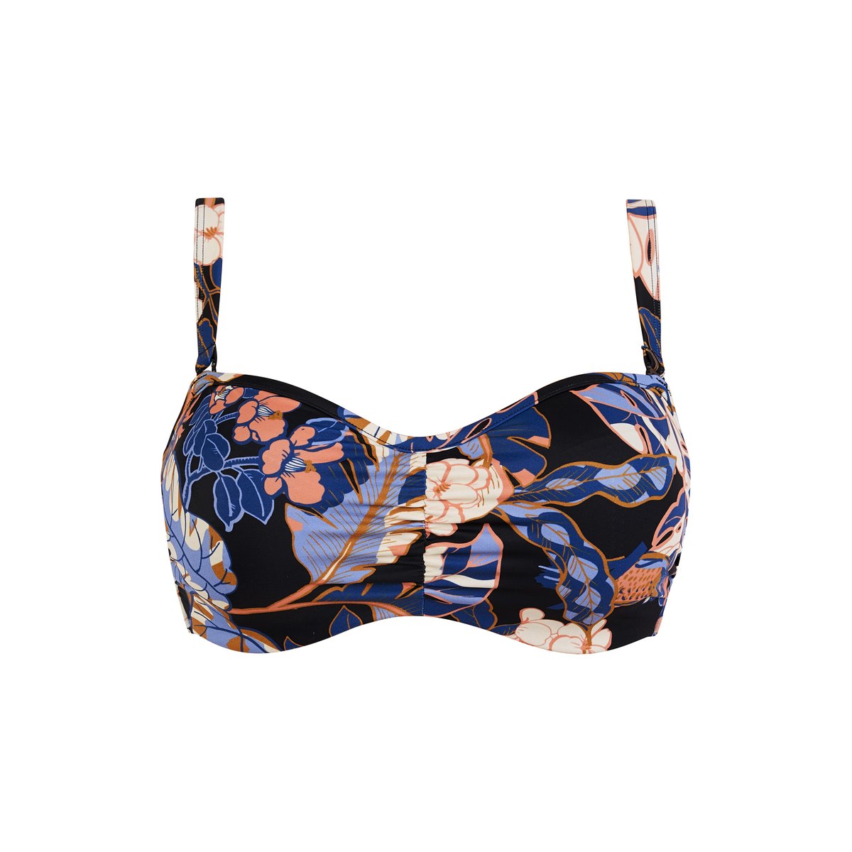 Haut de maillot de bain bandeau Fidji imprimé exotique noir, SANS COMPLEXE
