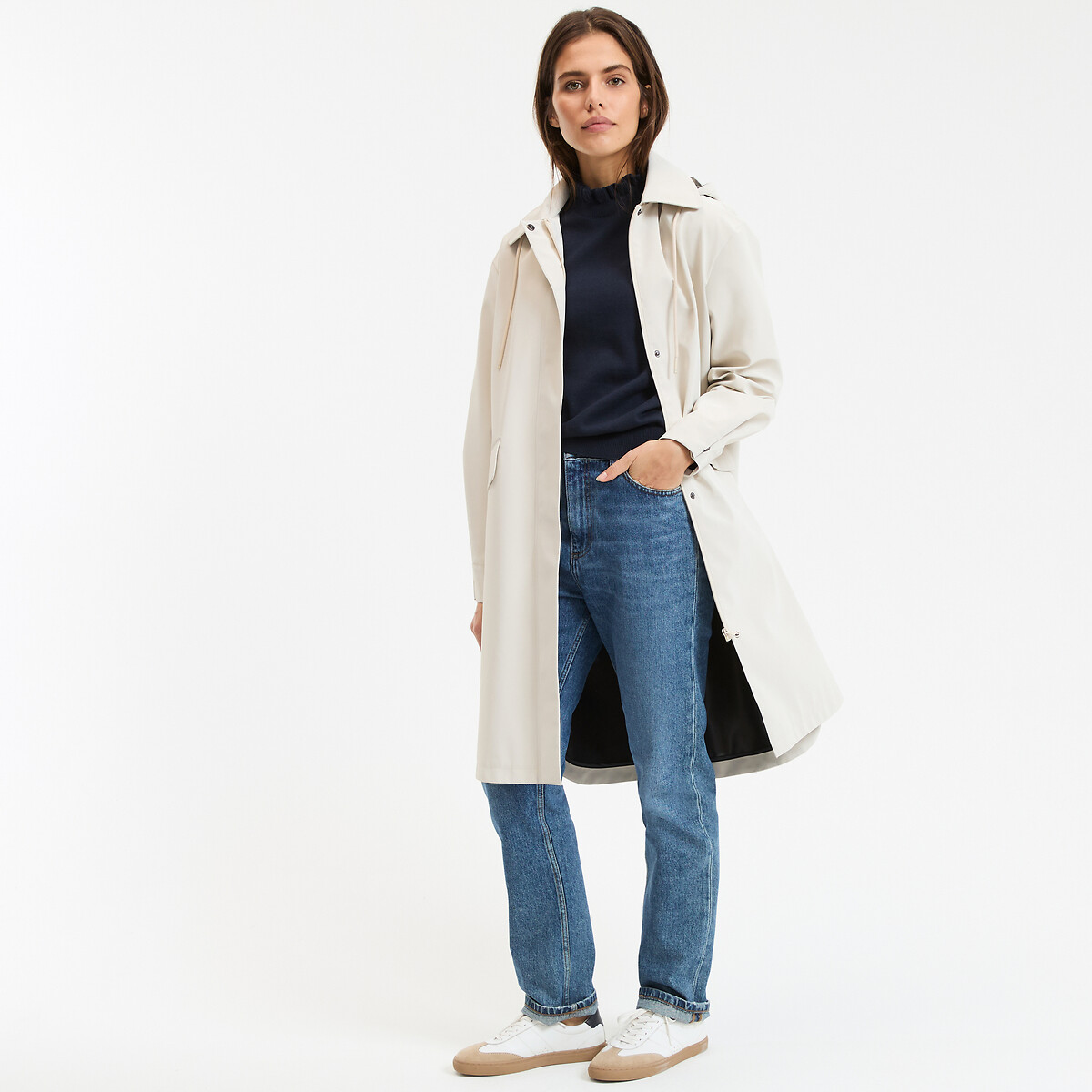 Oversized-Regenmantel mit Kapuze, Signature PRISCA elfenbein, LA REDOUTE COLLECTIONS
