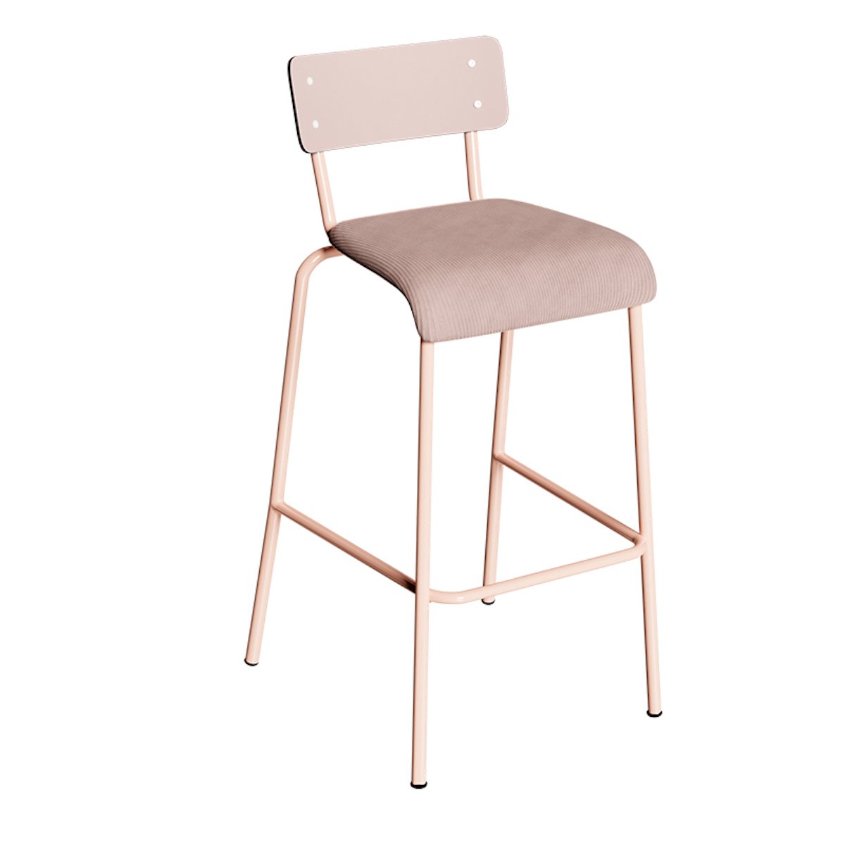 Chaise haute de salle à manger en velours côtelé style vintage SUZIE rose poudré, LES GAMBETTES
