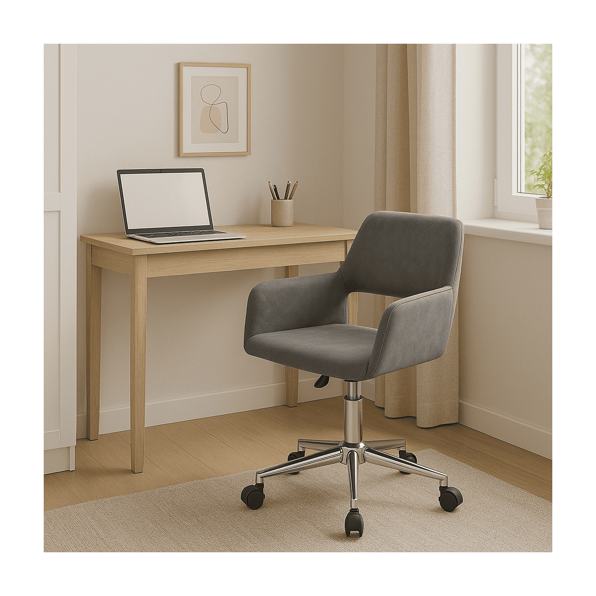 Chaise de bureau en velours ajustable - Ross gris anthracite, CALICOSY