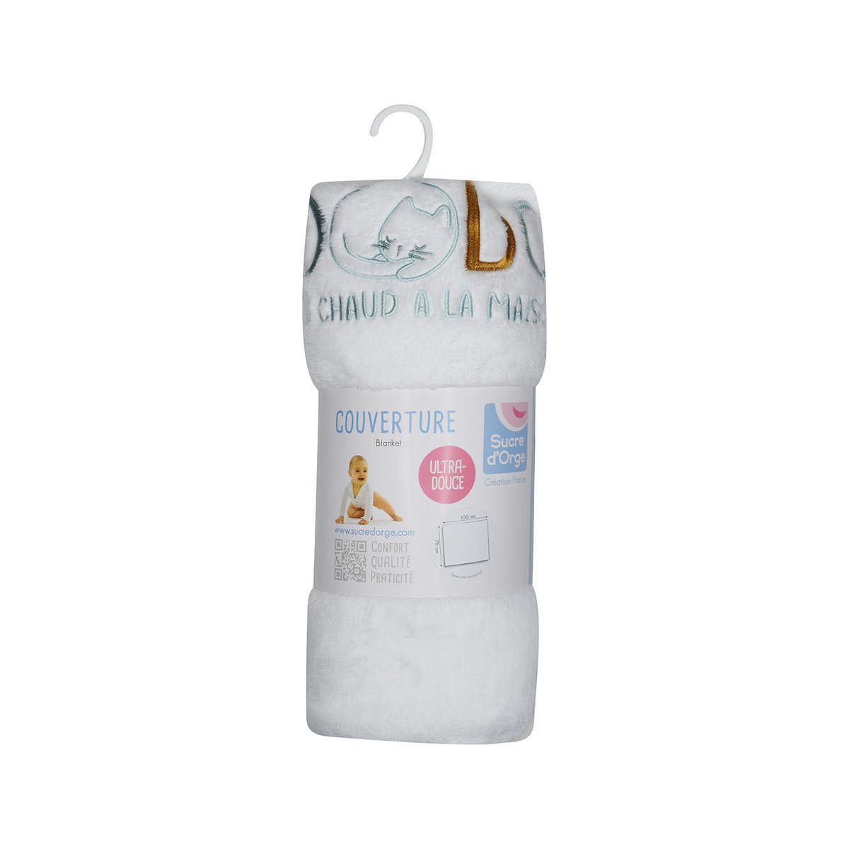 Couverture maiki plush blanc, SUCRE D'ORGE