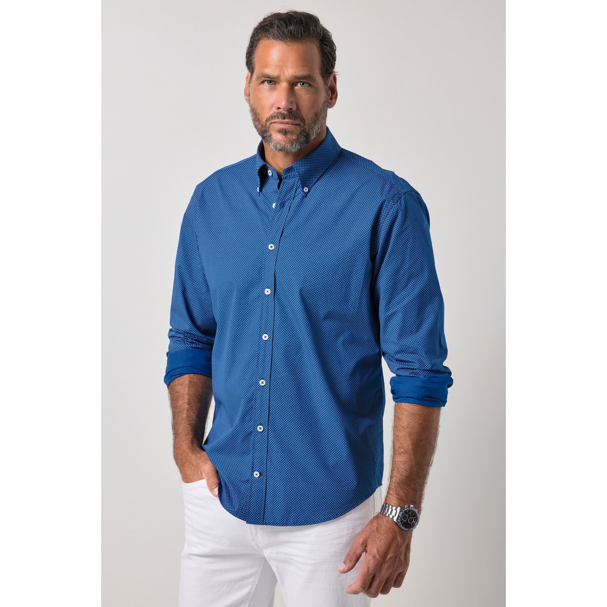 Chemise manches longues et imprimé indigo, JP1880