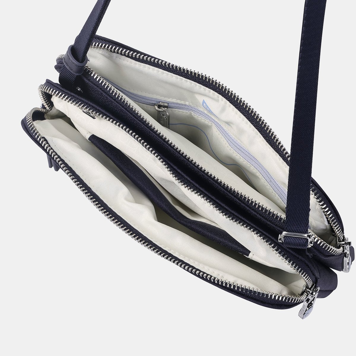 Sac bandoulière fin double compartiment sécurisé peacoat blue, HEDGREN