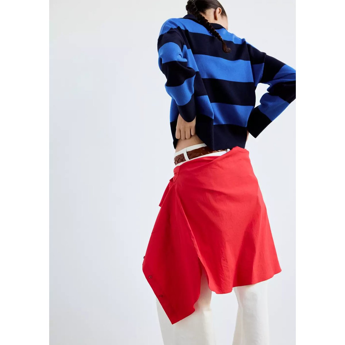 Pull-over rayures col polo bleu marine, MANGO
