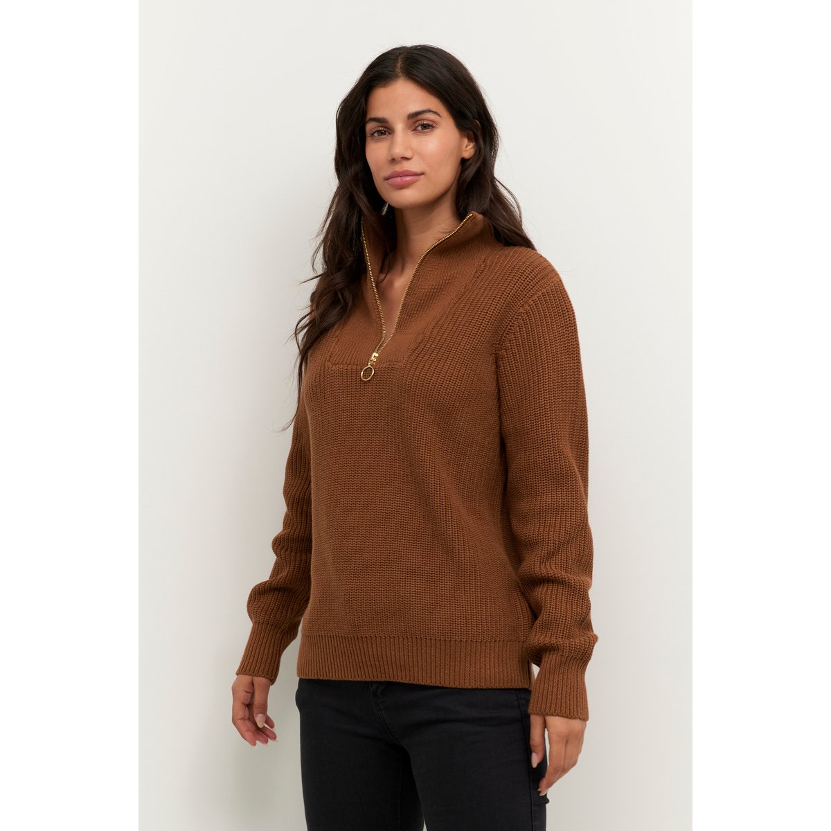 Pullover tricoté marron toffee, KAFFE
