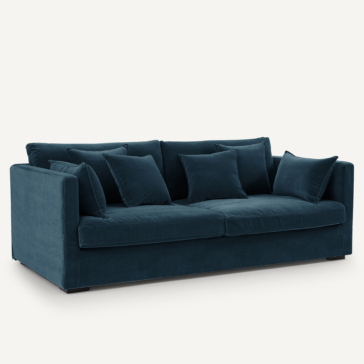 Canapé 3, 4 ou 5 places, en velours, NEO KINKAJOU bleu paon, AM.PM