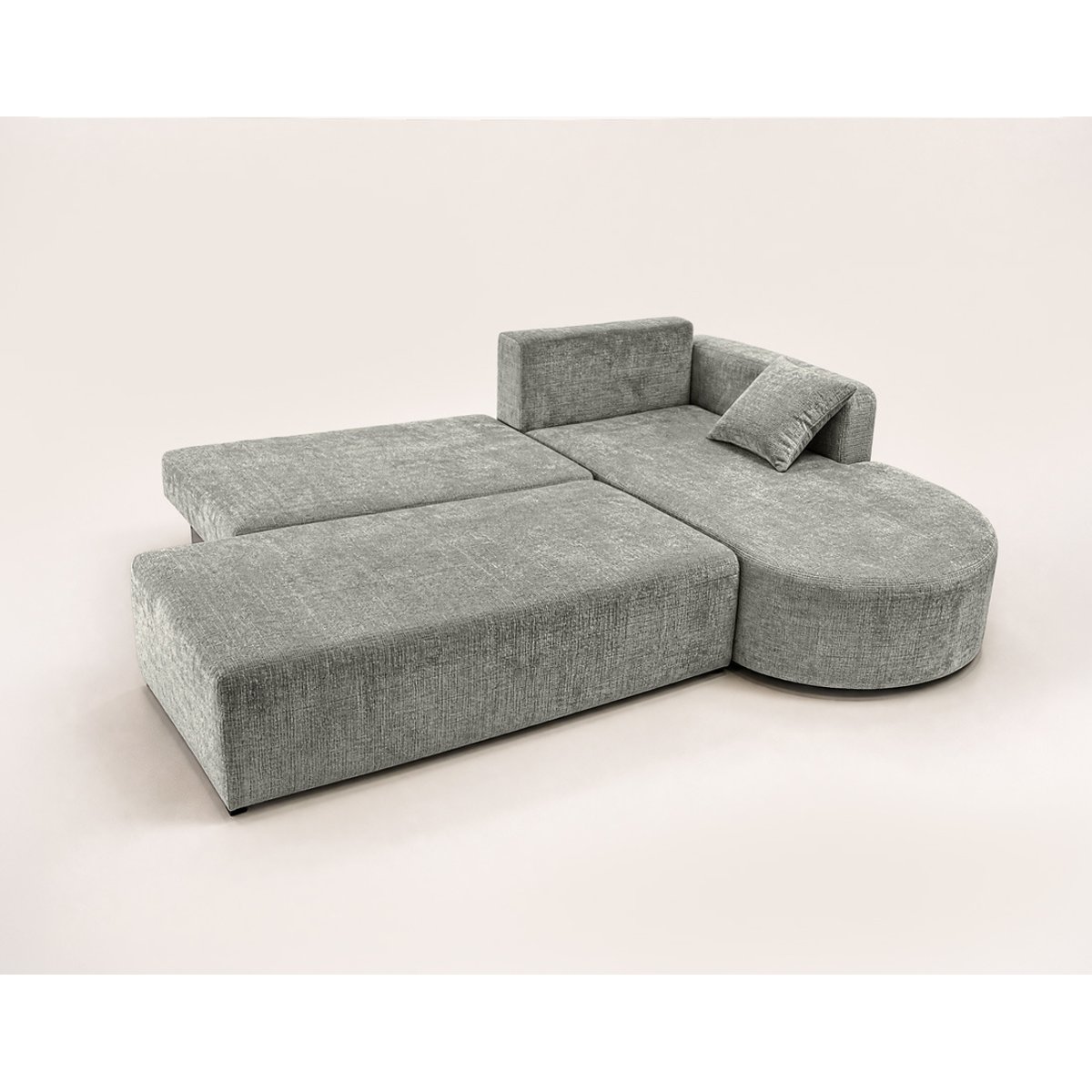 Canapé angle droit convertible velours texturé, MIRO gris, BEST MOBILIER