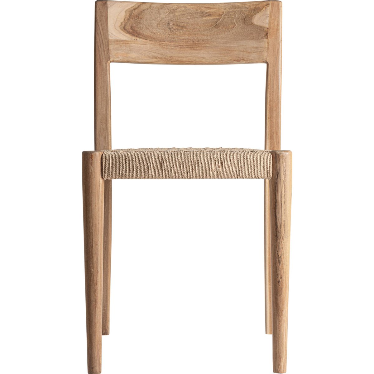 Chaise en teck assise tressée, Lot de 2 bois clair et fibre brun clair, RECOLLECTION