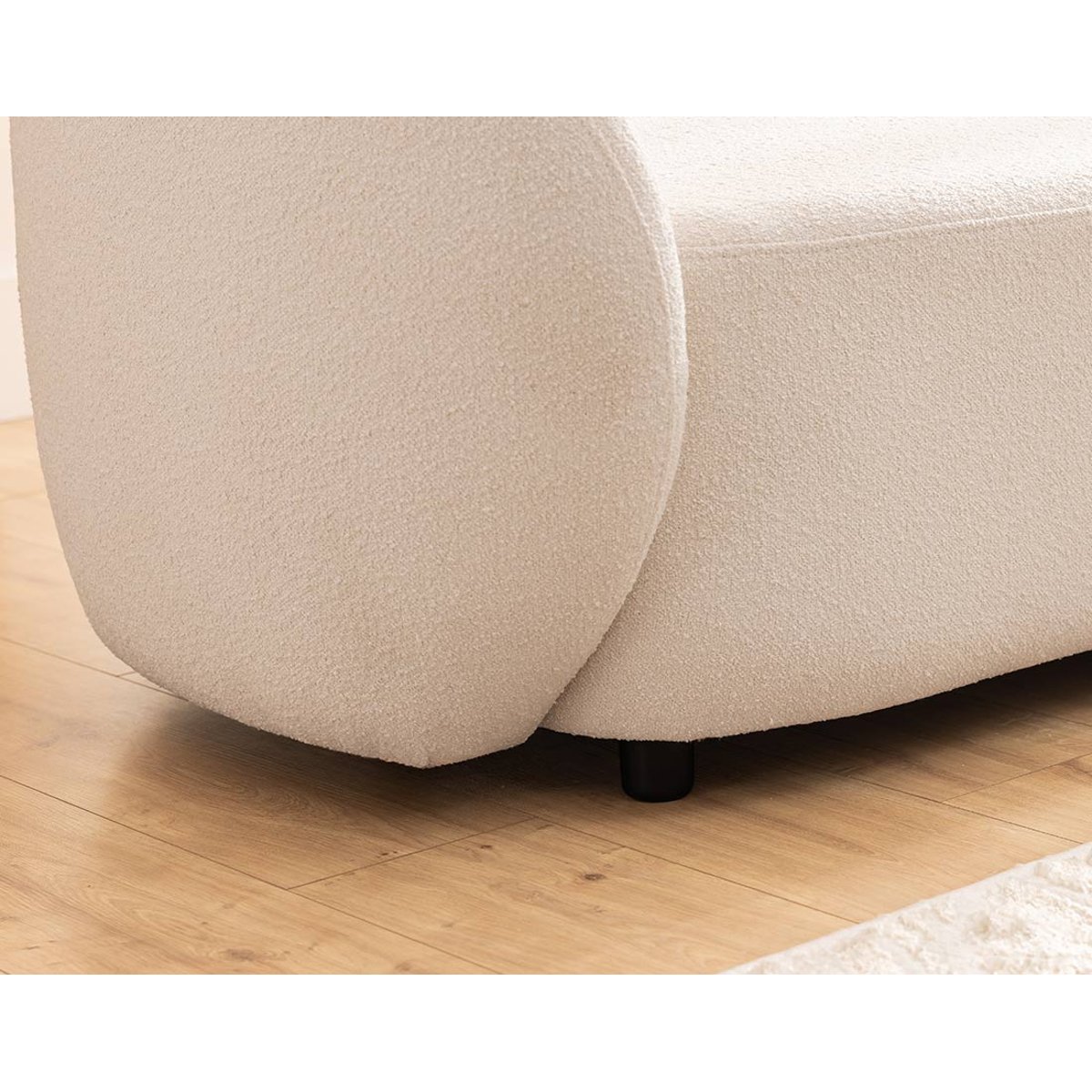 Flore - Ensemble de canapés droits 2+3 places tissu bouclette beige, LISA DESIGN